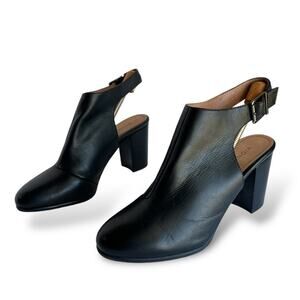 Vionic Lacey Open Heel Black Leather Boots Sz 10